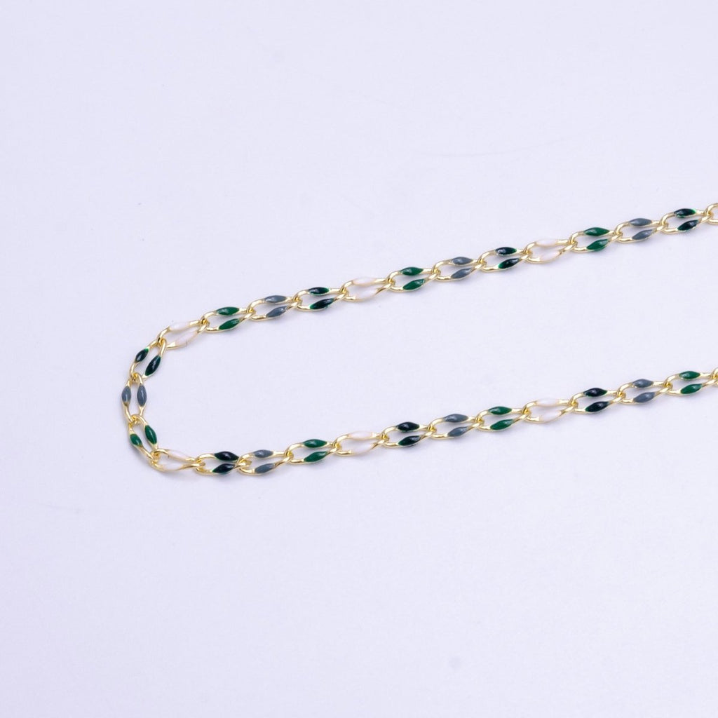14k Gold Filled 3mm Dainty Oval Cable Link Chain Neon Enamel Chain by Yard, Unfinished Chain For Jewelry Supply | ROLL-598 to ROLL-608 ROLL-1075 ROLL-1405