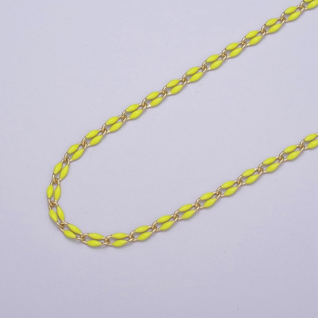 14k Gold Filled 3mm Dainty Oval Cable Link Chain Neon Enamel Chain by Yard, Unfinished Chain For Jewelry Supply | ROLL-598 to ROLL-608 ROLL-1075 ROLL-1405