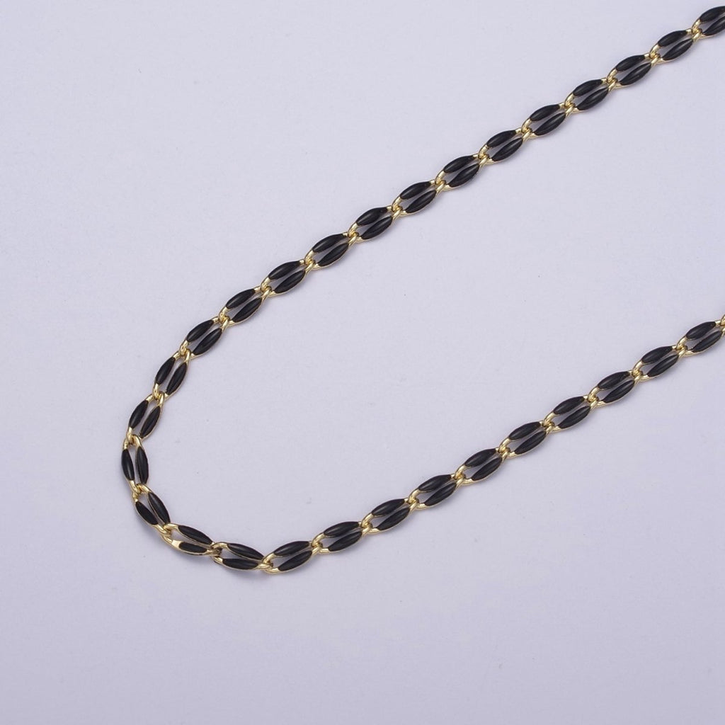14k Gold Filled 3mm Dainty Oval Cable Link Chain Neon Enamel Chain by Yard, Unfinished Chain For Jewelry Supply | ROLL-598 to ROLL-608 ROLL-1075 ROLL-1405