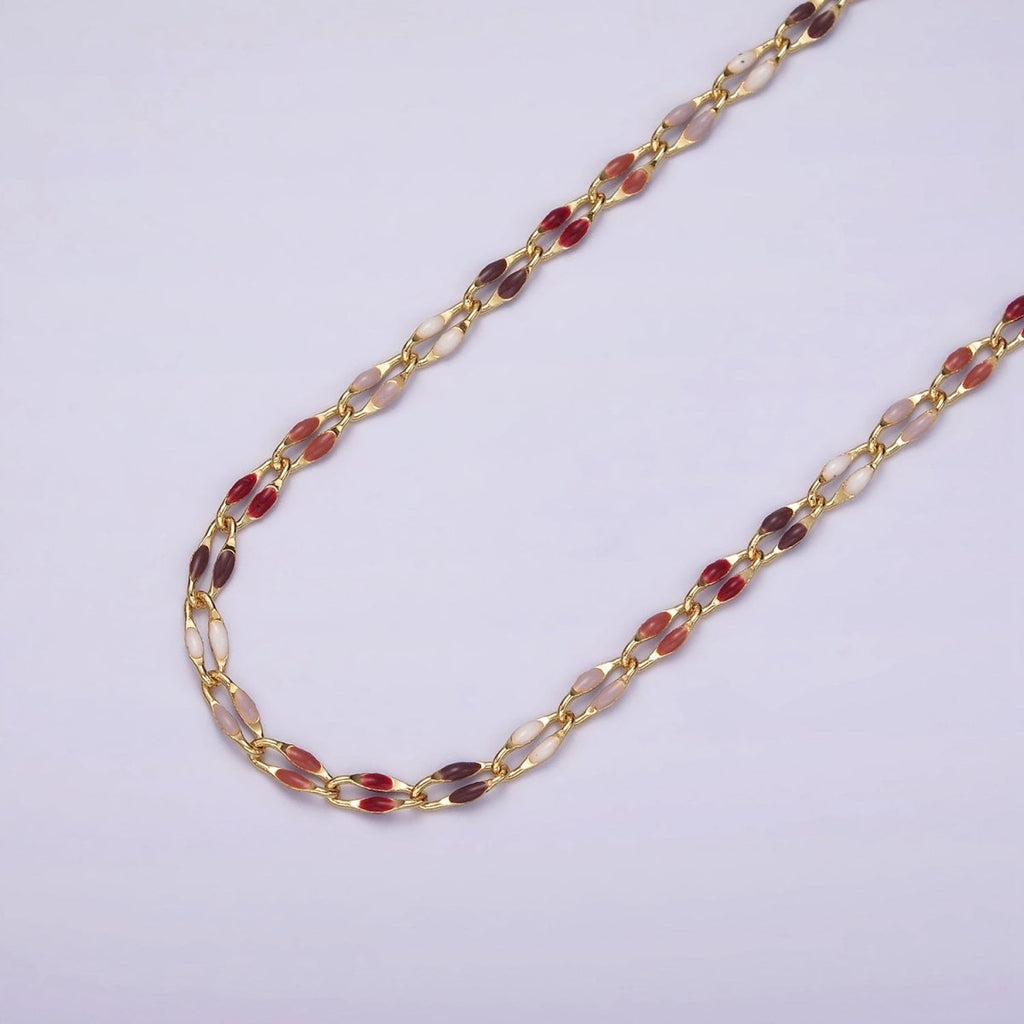 14k Gold Filled 3mm Dainty Oval Cable Link Chain Neon Enamel Chain by Yard, Unfinished Chain For Jewelry Supply | ROLL-598 to ROLL-608 ROLL-1075 ROLL-1405