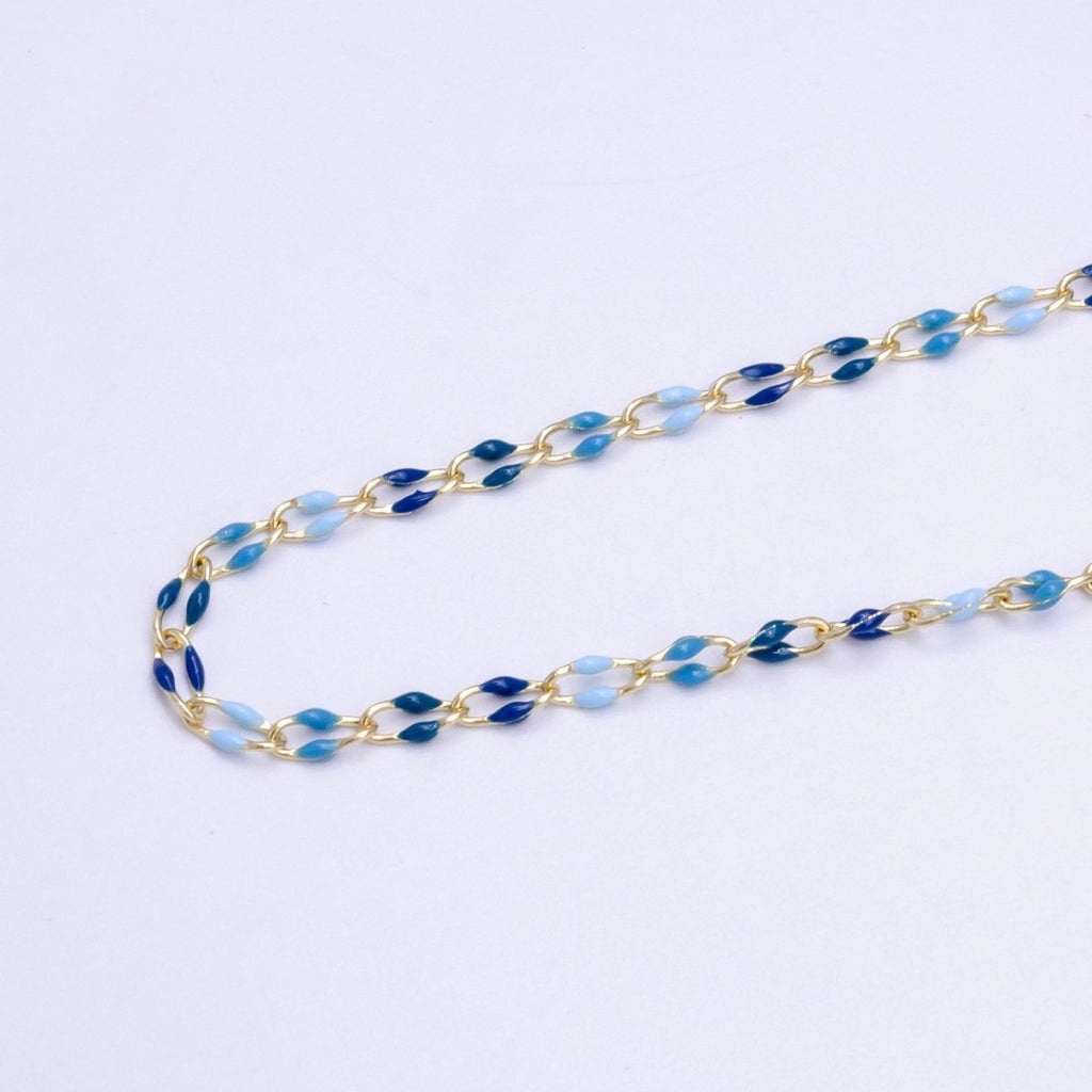 14k Gold Filled 3mm Dainty Oval Cable Link Chain Neon Enamel Chain by Yard, Unfinished Chain For Jewelry Supply | ROLL-598 to ROLL-608 ROLL-1075 ROLL-1405