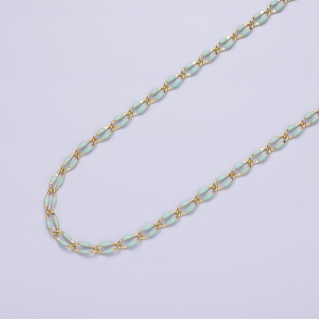 14k Gold Filled 3mm Dainty Oval Cable Link Chain Neon Enamel Chain by Yard, Unfinished Chain For Jewelry Supply | ROLL-598 to ROLL-608 ROLL-1075 ROLL-1405