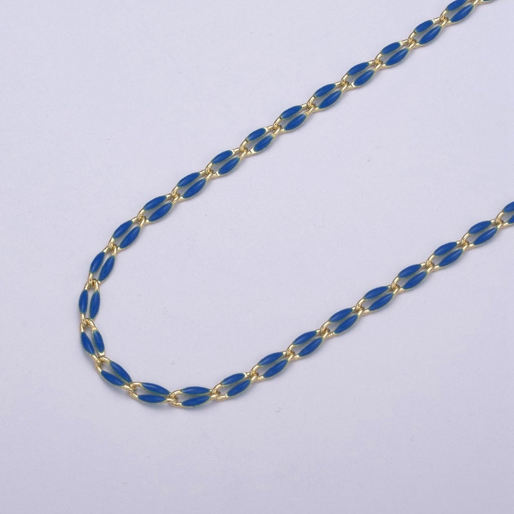 14k Gold Filled 3mm Dainty Oval Cable Link Chain Neon Enamel Chain by Yard, Unfinished Chain For Jewelry Supply | ROLL-598 to ROLL-608 ROLL-1075 ROLL-1405