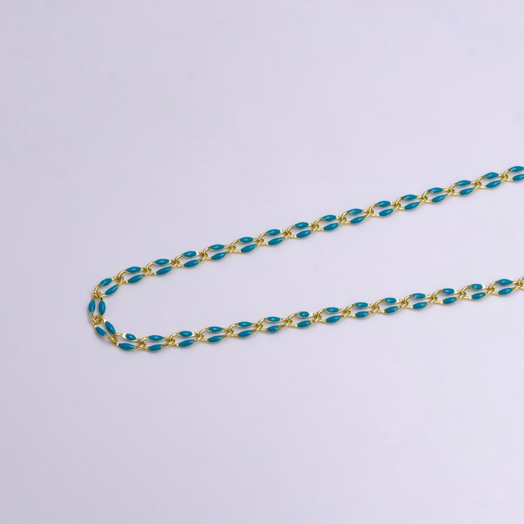 14k Gold Filled 3mm Dainty Oval Cable Link Chain Neon Enamel Chain by Yard, Unfinished Chain For Jewelry Supply | ROLL-598 to ROLL-608 ROLL-1075 ROLL-1405