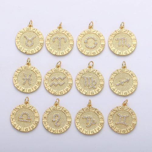 14k Gold Filled Zodiac Charms Micro Pave Constellation Necklace Pendant for Zodiac Necklace Celestial Jewelry Making Supply | A-A1749-A-A1754