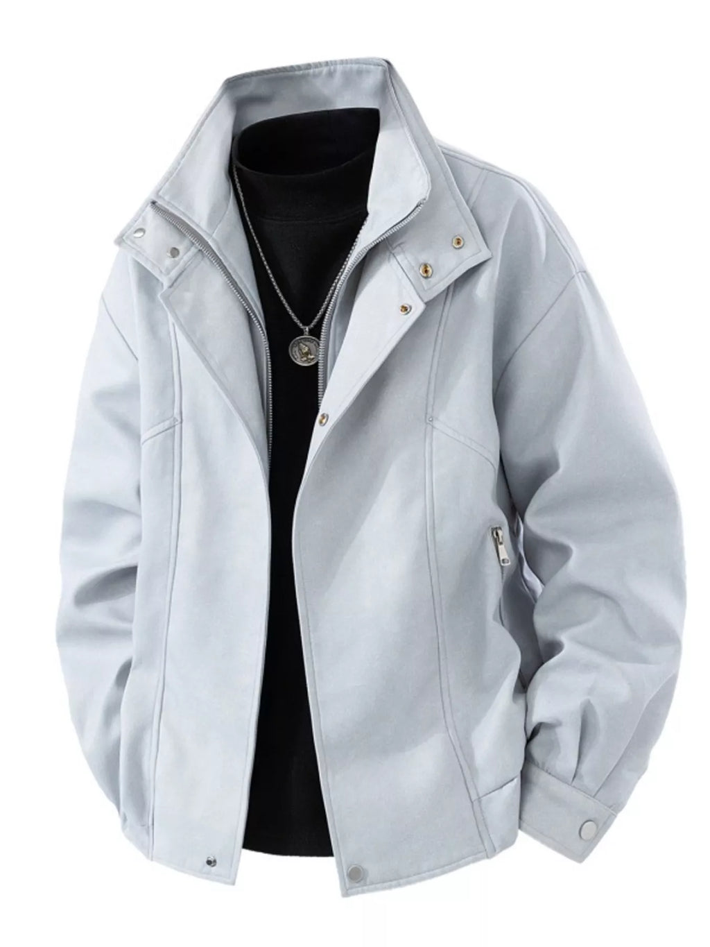 Men's Plus Size Casual Stand Collar Zipper Jacket