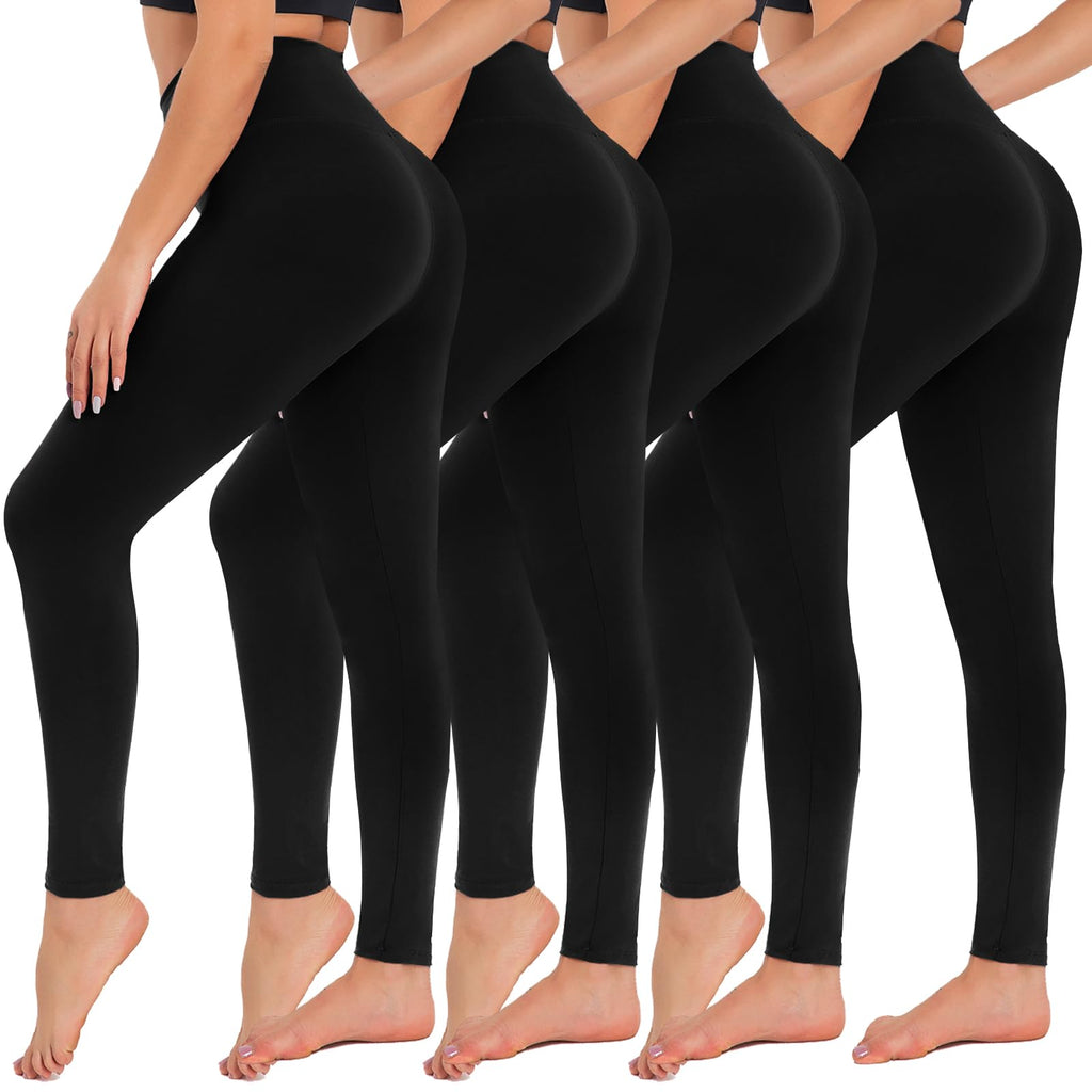 4 Pack High Waisted Leggings for Women - Tummy Control Yoga Pants Workout Set