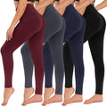 4 Pack High Waisted Leggings for Women - Tummy Control Yoga Pants Workout Set
