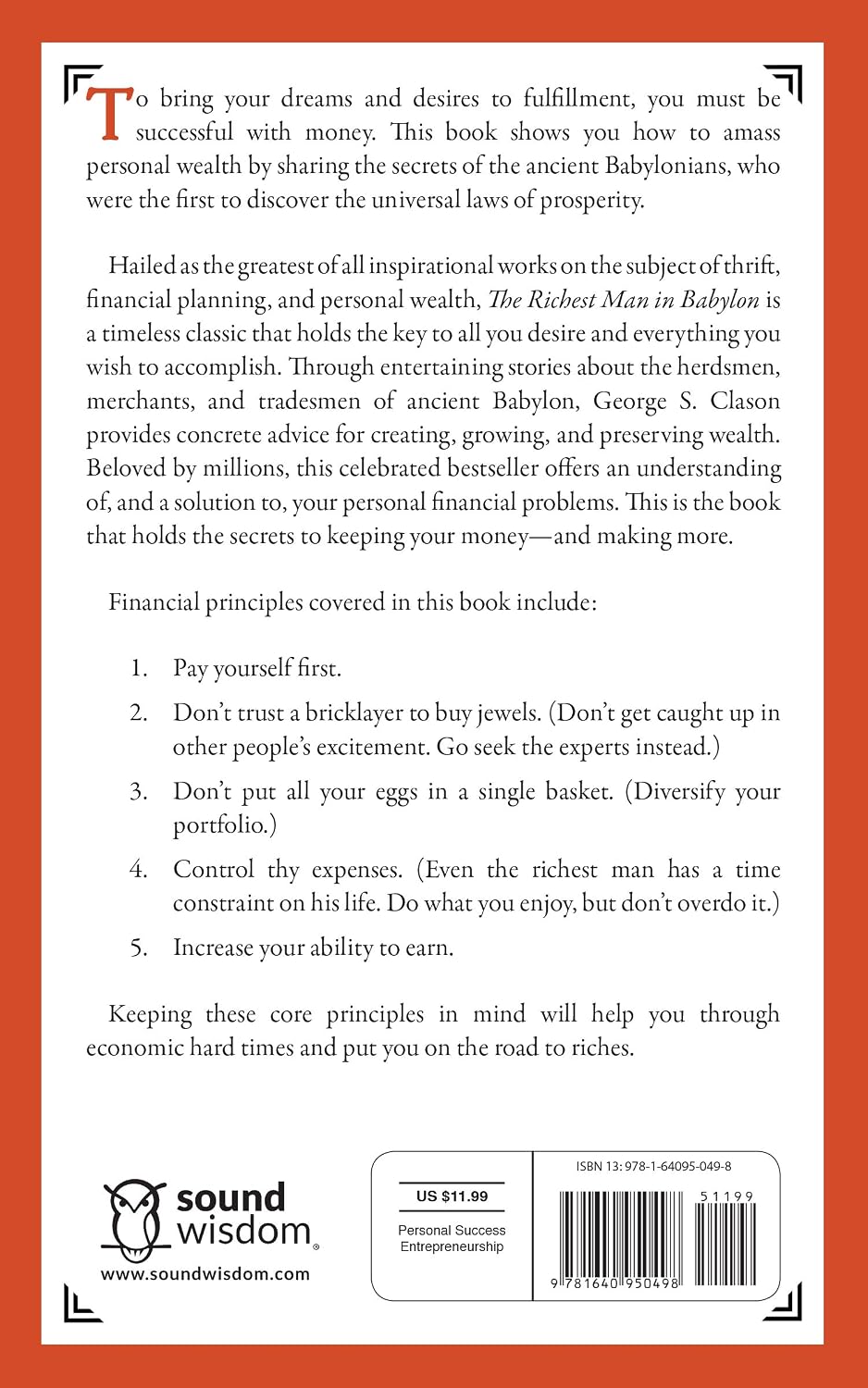 The Richest Man in Babylon Simple Financial Principles Book