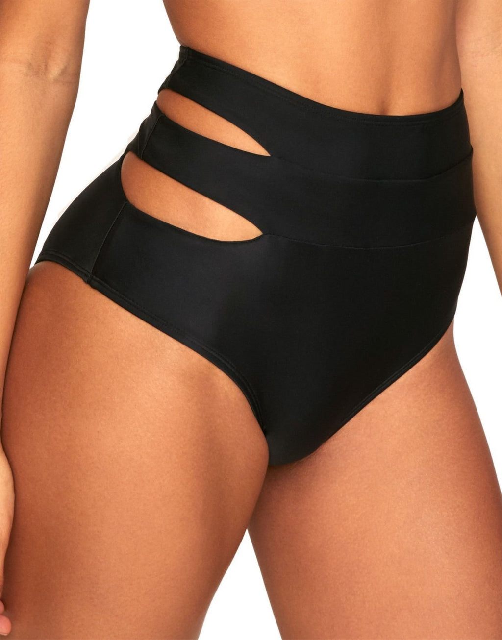 Adore Me Womens Demi Swimwear High Waist Bikini Bottom - Black, Medium