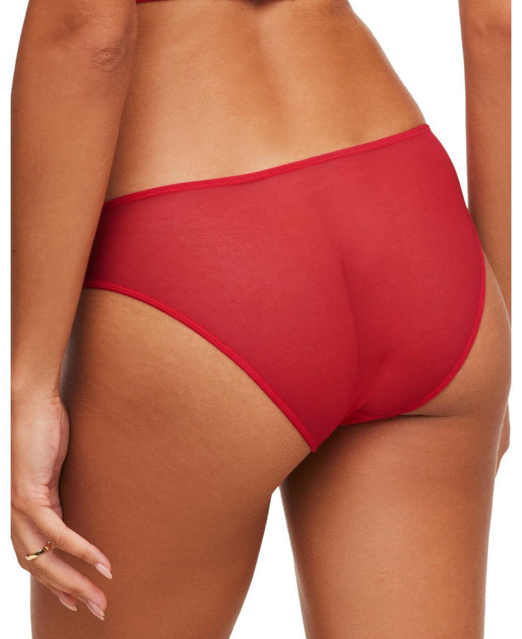 Yara See-through Bikini Panty - Dark Red,Large
