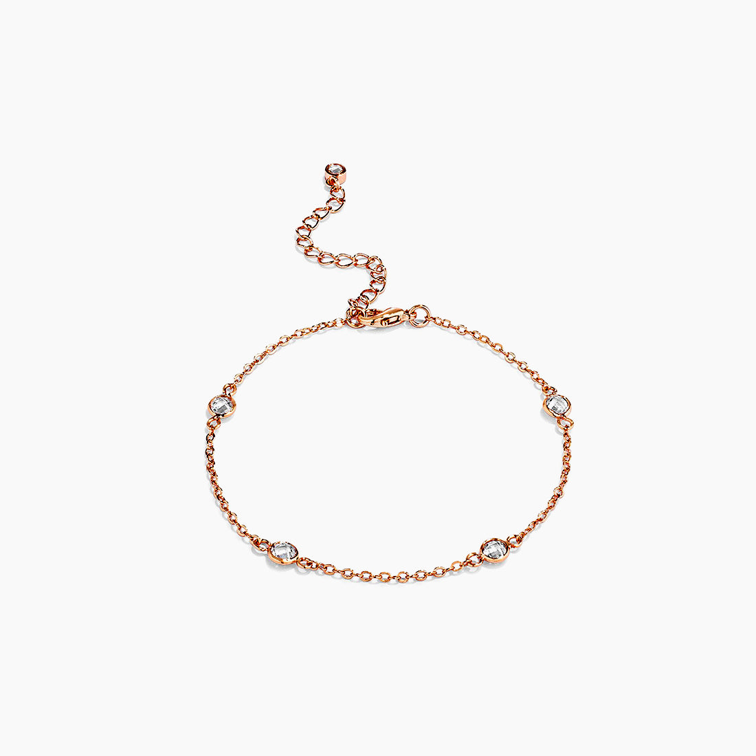 1Ct Rose Gold Plated Clear CZ Round Bezel Saturn Bracelet