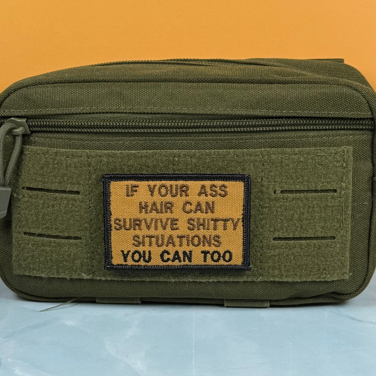 If Your Ass Hair Can Survive Funny Tactical Embroidered Morale Patch, 2x3" | VELCRO® Brand Hook Backing