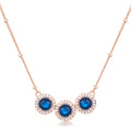 3.1Ct Rose Gold Plated Sapphire Blue Tri-Halo CZ Pendant