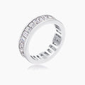 Rhodium Plated Baguette Emerald Cut Eternity Ring