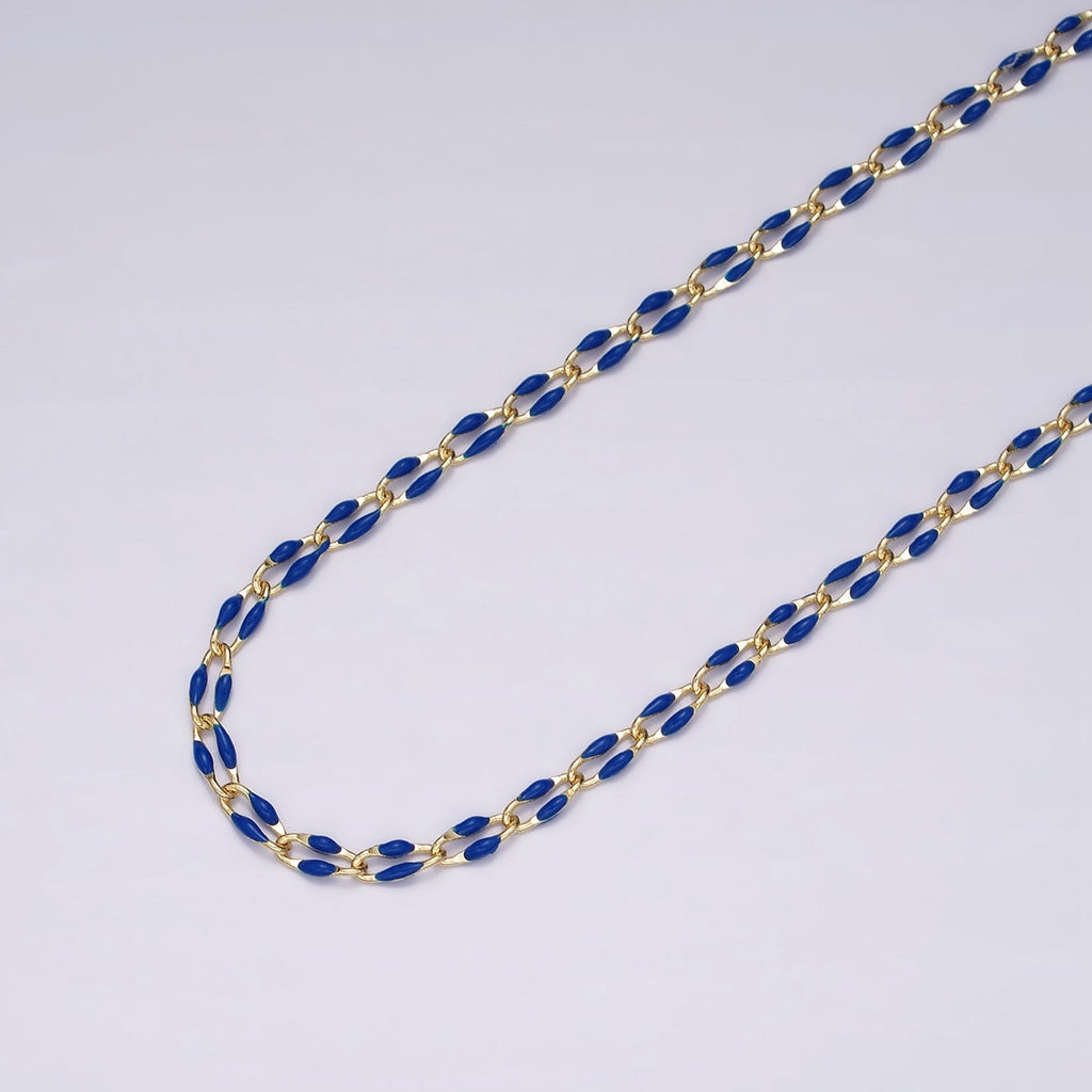 14k Gold Filled 3mm Dainty Oval Cable Link Chain Neon Enamel Chain by Yard, Unfinished Chain For Jewelry Supply | ROLL-598 to ROLL-608 ROLL-1075 ROLL-1405
