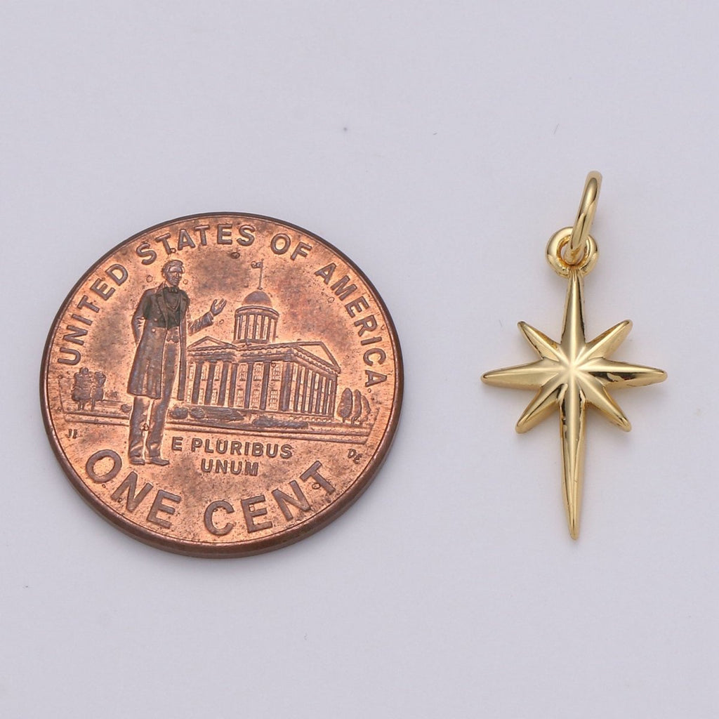 Dainty Gold  North Star Charm Necklace, Bethlehem Star Pendant in Silver Celestial Jewelry Making Supply D-450 D-451