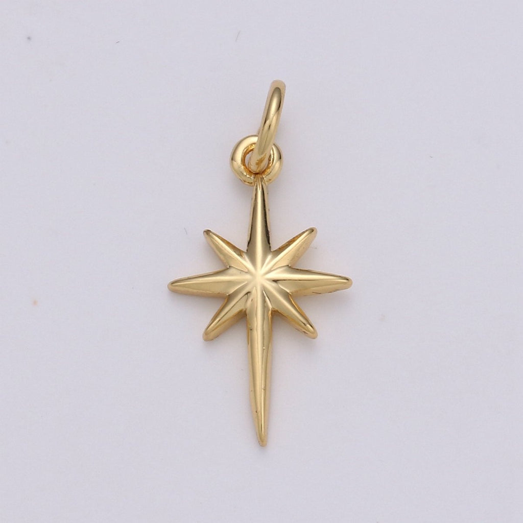 Dainty Gold  North Star Charm Necklace, Bethlehem Star Pendant in Silver Celestial Jewelry Making Supply D-450 D-451
