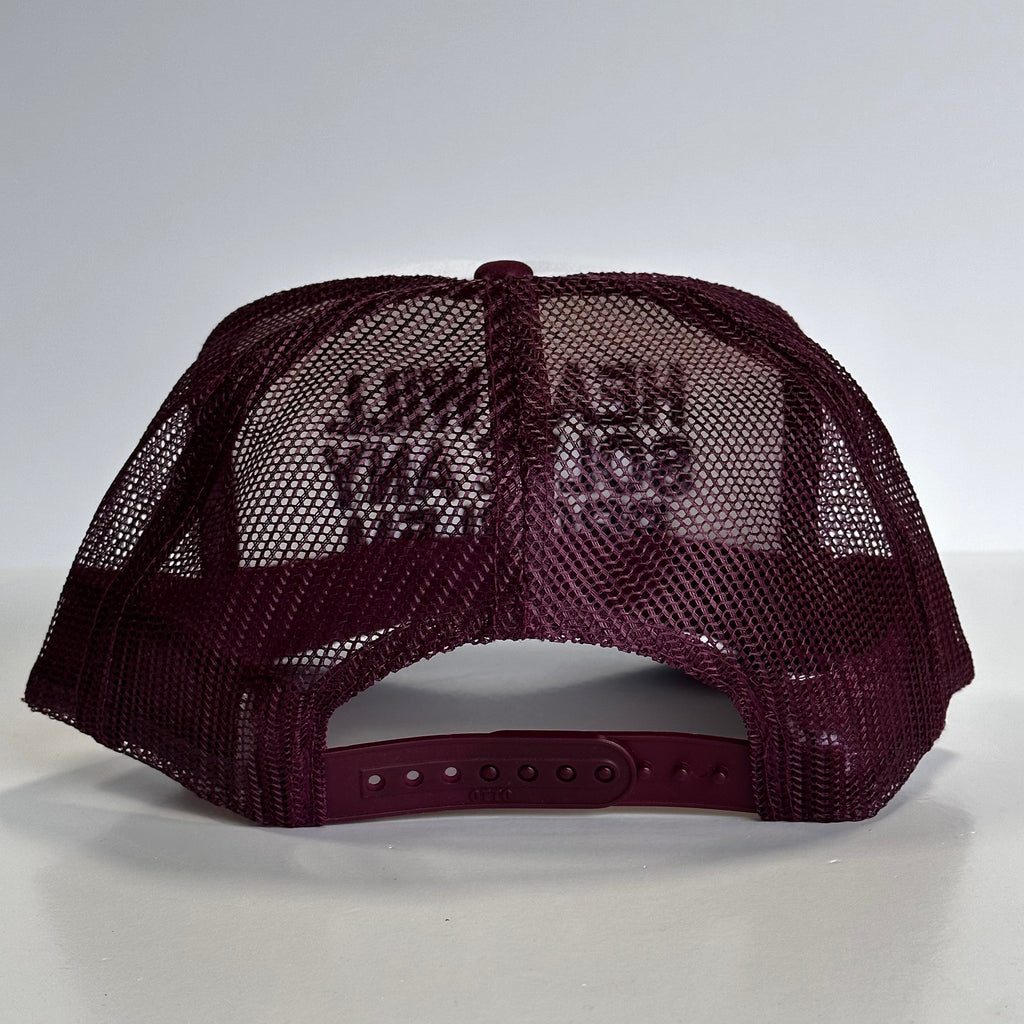 Head Will Solve Any Problem Vintage Maroon Mesh Trucker SnapBack Hat Cap Custom Embroidery