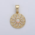 Overstock Dainty 14k Gold Filled Vergina Sun Charm Opal Round SunBurst Medallion Pendant, 23x16mm, Micro Pave Gold Sun Celestial Jewelry I-661