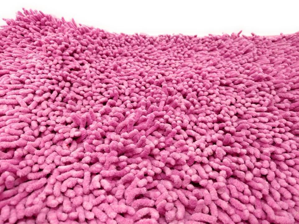 DaDa Bedding Fuchsia Magenta Pink Shaggy Soft Chenille Noodle Carpet Rug Bath Mat
